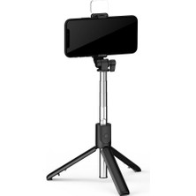 AydemirTech Işıklı Mini Tripod Bluetooth Kumandalı Kablosuz Selfie Çubuğu Işıklı Şarjlı Yeni Model Youtuber