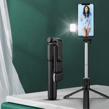 AydemirTech Işıklı Mini Tripod Bluetooth Kumandalı Kablosuz Selfie Çubuğu Işıklı Şarjlı Yeni Model Youtuber