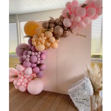 Best Parti Retro Toz Pembe Sütlü Kahve Kahverengi Pastel Pembe Balon Seti 70 Adet