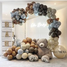 Rönesans Parti Pastel Kahverengi Karamel Sütlü Kahve ve Fırtına Mavisi Balon Seti 50 Adet