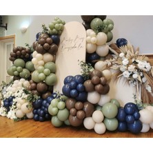Rönesans Parti Kahverengi Gece Mavisi Kış Yeşili ve Ten Balon Seti 50 Adet