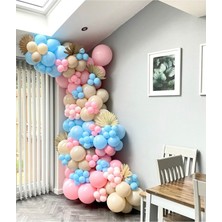 Rönesans Parti Makaron Mavi Pembe ve Sütlü Kahve Balon Seti 70 Adet