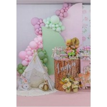 Rönesans Parti Pembe Toz Pembe Okaliptus Mint Yeşili Balon Seti 100 Adet