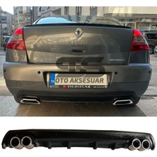 STS Oto Aksesuar Renault Megane 2 Sedan Difüzör Arka Tampon Eki 4 Egzoz Çıkışlı Siyah Lüx Tip