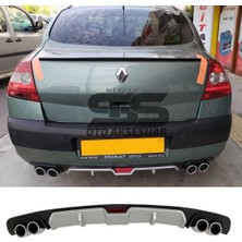 STS Oto Aksesuar Renault Megane 2 Sedan Difüzör Arka Tampon Eki 4 Egzoz Çıkışlı Gri