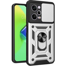 MTK Moveteck Xiaomi Poco X5 Pro 5g Uyumlu Kılıf Kamera Lens Korumalı Sürgülü Yüzüklü Armor Military Zırh Tank Kapak Tam Kaplar