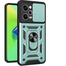 MTK Moveteck Xiaomi Poco X5 Pro 5g Uyumlu Kılıf Kamera Lens Korumalı Sürgülü Yüzüklü Armor Military Zırh Tank Kapak Tam Kaplar