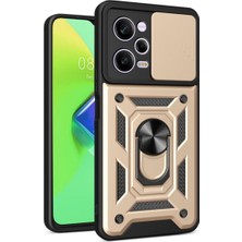 MTK Moveteck Xiaomi Poco X5 Pro 5g Uyumlu Kılıf Kamera Lens Korumalı Sürgülü Yüzüklü Armor Military Zırh Tank Kapak Tam Kaplar