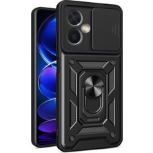 MTK Moveteck Xiaomi Poco X5 5g Uyumlu Kılıf Kamera Lens Korumalı Sürgülü Yüzüklü Armor Military Zırh Tank Kapak Tam Kaplar