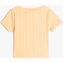 Koton Basic Crop Tişört Kısa Kollu Bisiklet Yaka Ribanalı