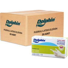 Dolphin Lateks Pudralı Eldiven (M) Orta - 20 Paket (2000 Adet)