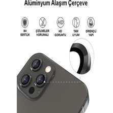 Kzy Apple iPhone 14 Pro Max Alüminyum Alaşım Temperli Cam Kamera Lens Koruyucu - Mor