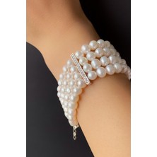 Birinci1926 925 Ayar Gümüş Parçalı İnci Kadın Bileklik