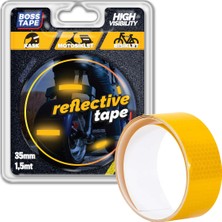 Boss Tape Reflektif Işık Gelince Parlayan Kedi Gözü Bant Sarı En:35mm Boy:1,5mt Motosiklet Bisiklet Dorse