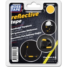 Boss Tape Reflektif Işık Gelince Parlayan Kedi Gözü Bant Sarı En:35mm Boy:1,5mt Motosiklet Bisiklet Dorse