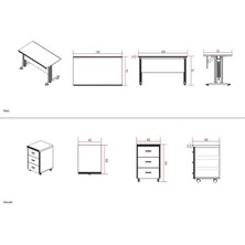 Turkea Jupiter Çalışma Masası Komidinli Bilgisayar Masası 140X75 cm