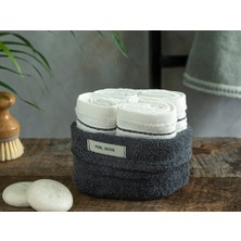 English Home Quadro Pamuklu 4'lü Set El Havlusu Seti 30 x 40 cm Antrasit-Ekru