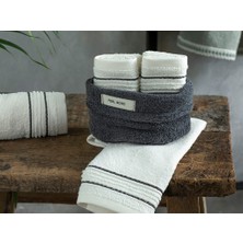 English Home Quadro Pamuklu 4'lü Set El Havlusu Seti 30 x 40 cm Antrasit-Ekru