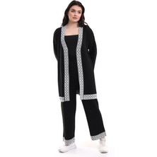 Modaness Kadın Kilim Desenli Ikili Hırka ve Pantolon Takımı