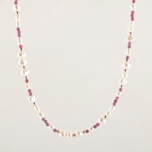 Osmanlı Doğal Taş Inci-Yakut Altın Kaplama Kapama Doğal Taş Kolye