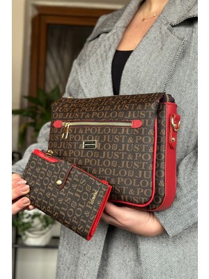 Just Polo Kırmızı Kombin Renk 5 Bölmeli Kadın Omuz Çantası 29CM 20 cm 10 cm 2068-LB