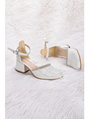 Kiko Kids 771 Çupra Taşlı Kız Çocuk 5 cm Topuklu Sandalet Ayakkabı