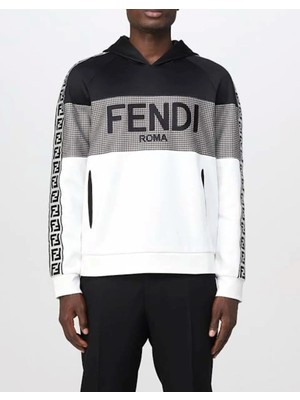 Fendi Panelled Logo-Embossed Hoodie