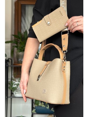 Just Polo Pamuk Dokuma Uzun Askılı 4 Bölmeli Kadın Çapraz Omuz ve El Çantası 22CM-20CM-9CM LB-4002
