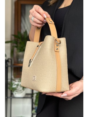 Just Polo Pamuk Dokuma Uzun Askılı 4 Bölmeli Kadın Çapraz Omuz ve El Çantası 22CM-20CM-9CM LB-4002