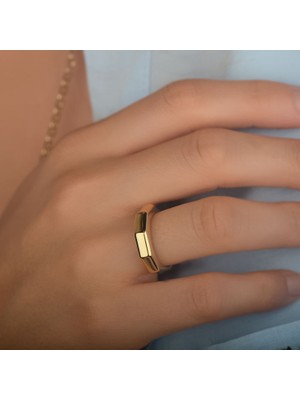 Engingold Cetaş Sade Altın Klasik Geometrik Yüzük