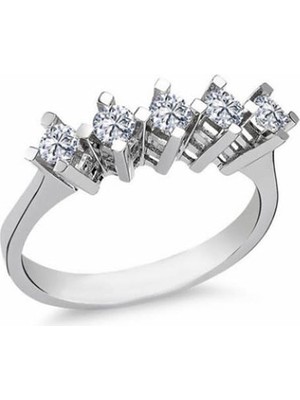 Engingold 14 Ayar Beyaz Altın Beştaş Yüzük