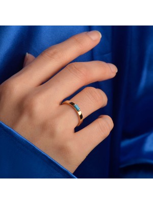 Engingold 14 Ayar Altın Mavi Taşlı Yüzük