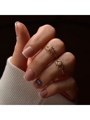 Engingold 14 Ayar Altın Göz Figürlü Yüzük