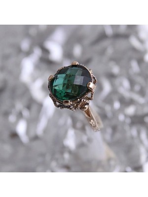 Engingold 14K Altın Yeşil Topaz Taşlı Yüzük