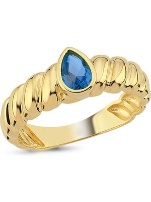 Engingold 14K Altın Damla Taşlı Istiridye Yüzük