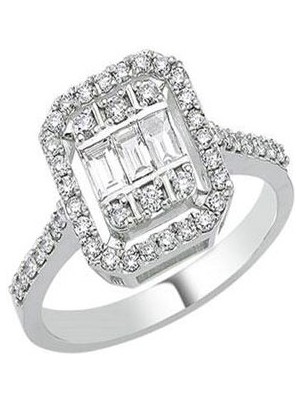 Engingold 14 Ayar Altın Baget Taşlı Yüzük