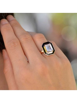 Engingold 14 Ayar Rose Altın Baget Taşlı Yüzük