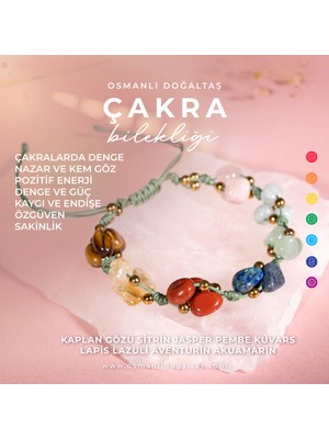 Osmanlı Doğaltaş Çakra Bileklik BL-1293 Akuamarin Jasper Kaplan Gözü Lapis Pembe Kuvars Sitrin