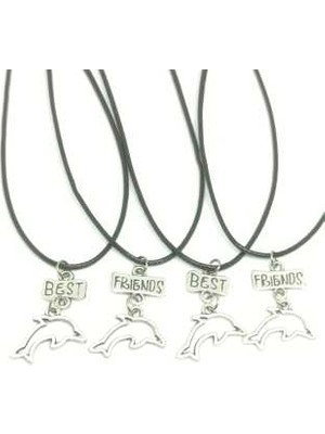 Tuna Takı & Aksesuar Antik Gümüş Kaplama Yunus 4'lü Bff Best Friends Arkadaşlık Kolyesi 4'lü Kolye