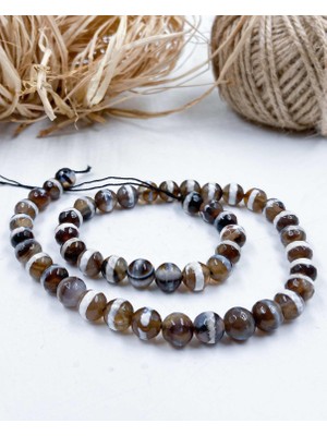 Mucize Taş Tibet Akik Küre Faset Kesim  8 mm Doğal Taş Dizi