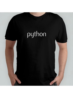Pixxa Python - Programcı / Coder %100 Pamuklu Bisiklet Yaka T-Shirt Model - 3