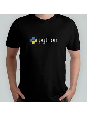Pixxa Python - Programcı / Coder %100 Pamuklu Bisiklet Yaka T-Shirt Model - 2