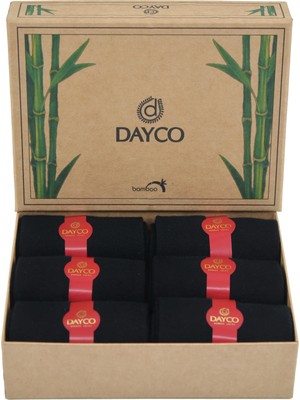 Dayco Premium Mevsimlik Klasik Erkek Bambu Çorap Siyah Renk Soket Boy 6'lı Kraft Kutulu - 481