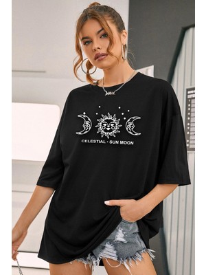 Trendypassion Unisex Sun Moon Baskılı T-Shirt