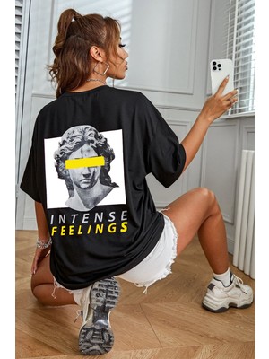 Trendypassion Siyah Aesthetic Baskılı Kısa Kol Tshirt Pamuklu Slimfit Tasarım