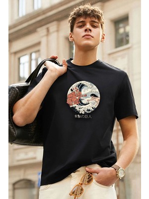 Trendypassion Unisex Kanagawa Oki Nami Ura Baskılı T-Shirt