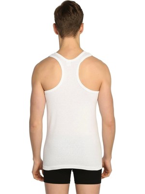 Seher Yıldızı Beyaz Ribana Rambo Erkek Spor Atlet 6'lı Penye %100 Pamuklu Rahat Kesim