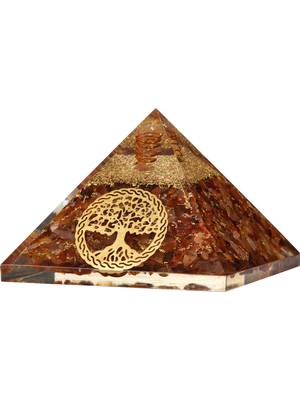 Osmanlı Doğal Taş Kırmızı Akik Hayat Ağacı Doğal Taş Organit Piramit - 6cm