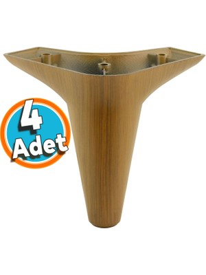 Nzb Mobilya Yatak Kanepe Sehpa Tv Ünitesi Koltuk Ayağı 12 cm Kahverengi Ahşap Desenli Baza Ayak  (4 Adet)