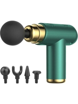 Fascial Gun Yeşil Göstergeli 6 Kademe 4 Başlıklı Masaj Aleti Amg5